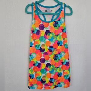 Xersion Girls Quick-Dri Racerback‎ Tank Top Geometric Honeycomb Multi Color L 14